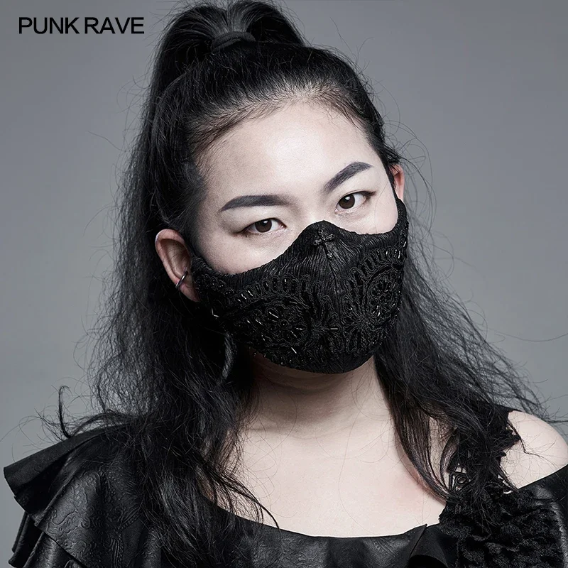 PUNK RAVE Men Women Gothic Gorgeous Royal Style Mask Inner Side Use Soft Mesh Knitted Club Accessories Adult Mouth Covering
