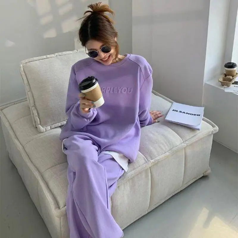 Long Sleeve Tracksuits Thermal Washable Sweatsuit Set Thickened Sweatshirt Lounge Sets For Christmas sports suit