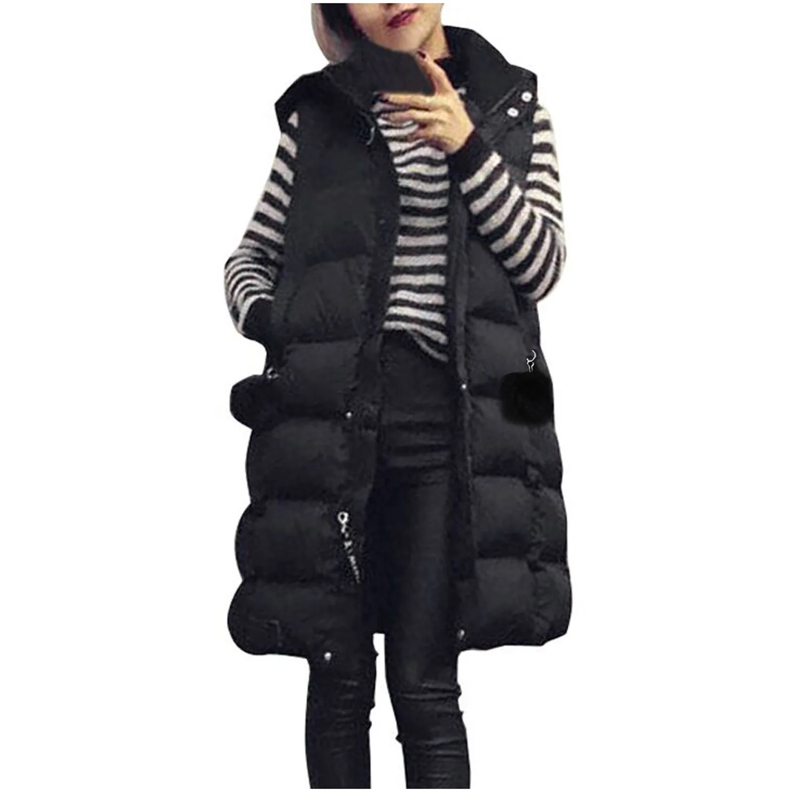 

Fashion Womens Solid Colors Sleeveless Plus Size Hooded Hoodie Waistcoat Vest Coat Down Cotton Padded Jacket Outwear Gilet