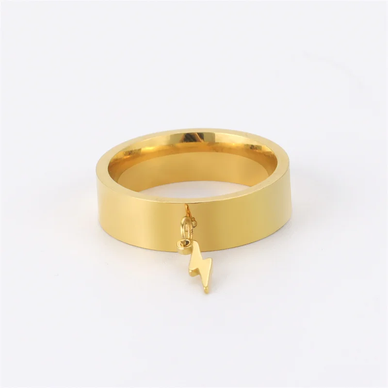 Goldfarbene minimalistische Ringe aus Edelstahl mit rundem Anhänger für Frauen, koreanische Mode, Paar-Fingerringe, 2023, Trendschmuck – Detail 22