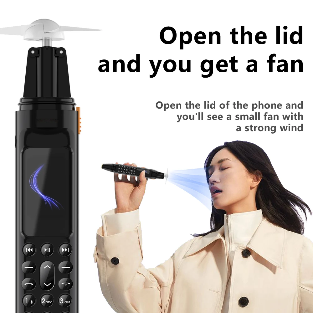 Original SERVO BM111 Cell phone Pen Fan three in one multifunction Mobile Phone Bluetooth Dial Recorder Magic Voice Dual Card