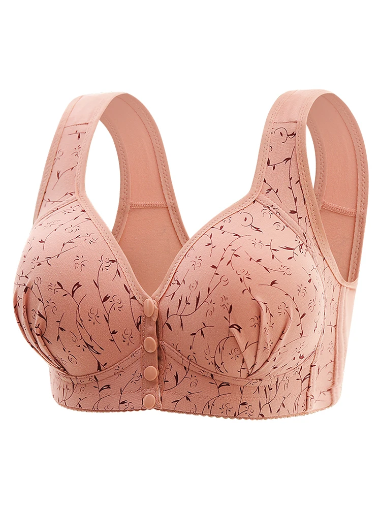 4PCS New Large-sized Pregnant Women's Breastfeeding Bra Comfortable Traceless Front Buckle Fixed Cup Thin Vest Style Underwear 5