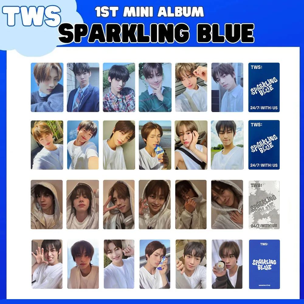 

6Pcs/Set KPOP TWS Sparkling Blue Album Lomo Cards WVS Lucky Ver Shinyu Hanjin Selfie Photocards Fans Birthday Collection Gifts