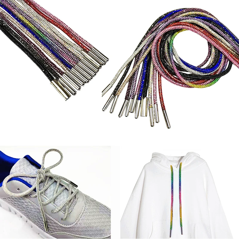 1PC Luxury Rhinestone ShoeLaces Bright Shoe Laces Strings Braiding Strap DIY Drawstring Shoelace Shoes Accessories 100/120/140CM