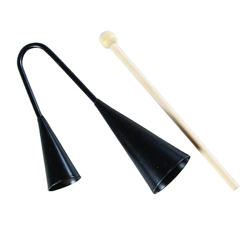 Kids Early Education Agogo Bell Toy Traditional Small Musical Two Tone Children Instrument with Wooden Stick Samba