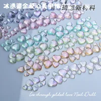 50pcs Ice Transparent Heart Changing Color Nail Charm Mixed Flat Bottomed Diamond Sequin Crystal Nail Charms Accessories 1