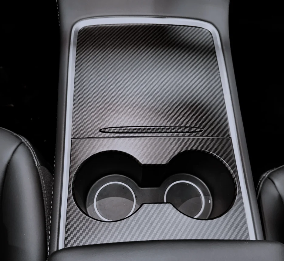 Cubierta Decorativa para Consola Central de Tesla Model Y/3 2021-2024, Plástico ABS, Estilo Fibra de Carbono