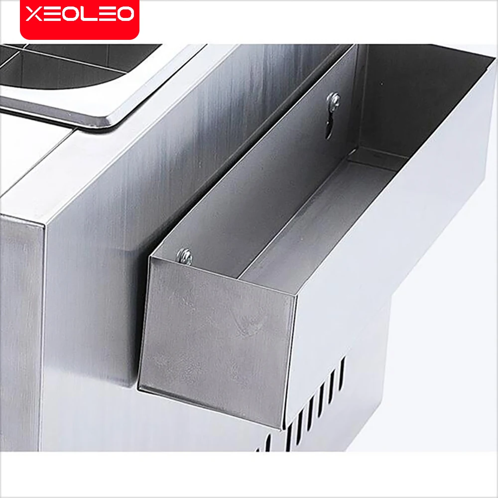 XEOLEO Oden Pot Noodle Cooker Two-in-one Combination Furnace Commercial Gas Pasta Boiled Food Soup Fryer for Kitchen Machine