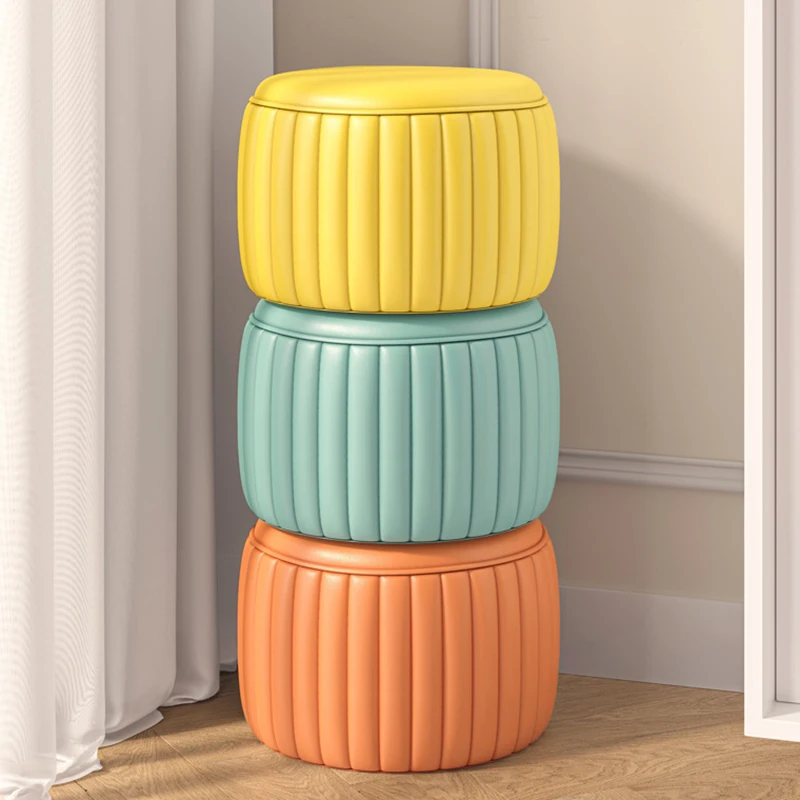 

Cute Round Design Foot Stool Vanity Chair Kids Shoe Nordic Foot Stool Portable Bedroom Yellow Taburetes Living Room Furnitures