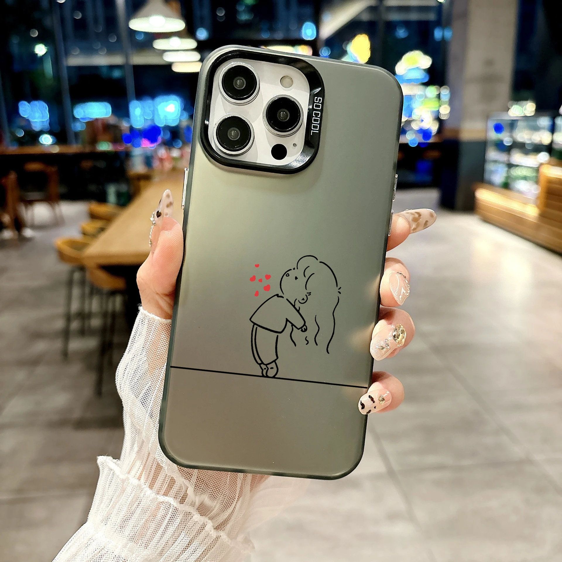Silver Plated IMD Love Design Phone Case - Black & White