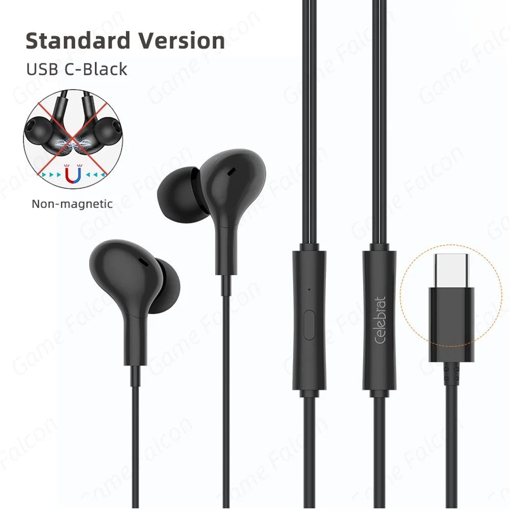 Magnetic Noise-Canceling USB C Wired Earbuds with Mic