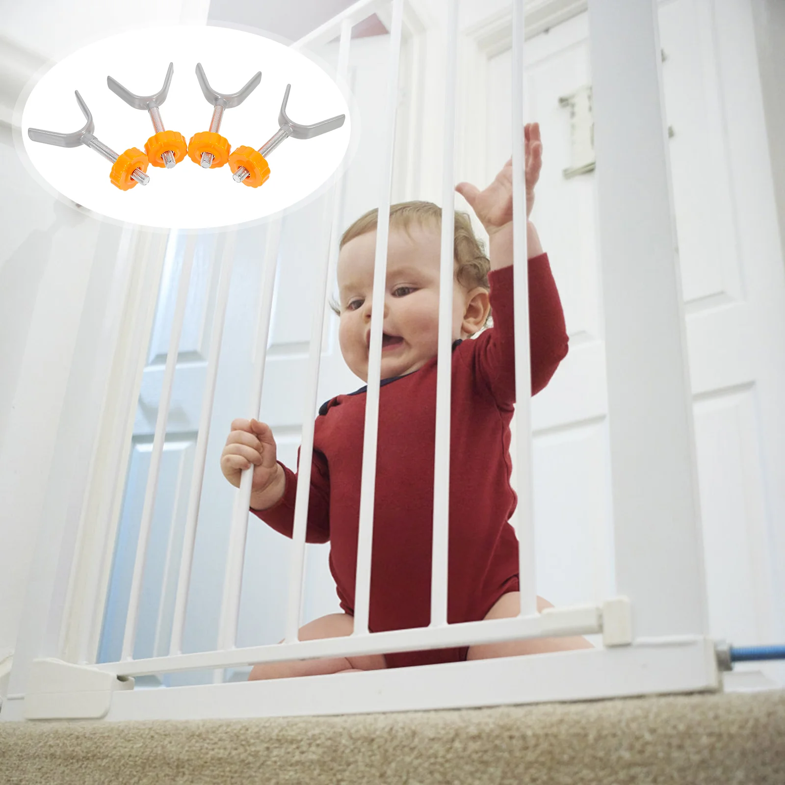 4 Pcs Y Shaped Bolt Stairway Safety Door Baby Gate Guardrail Parts Indoor Fence Tops Kids Gates Doorways Lightweight Easy Pet