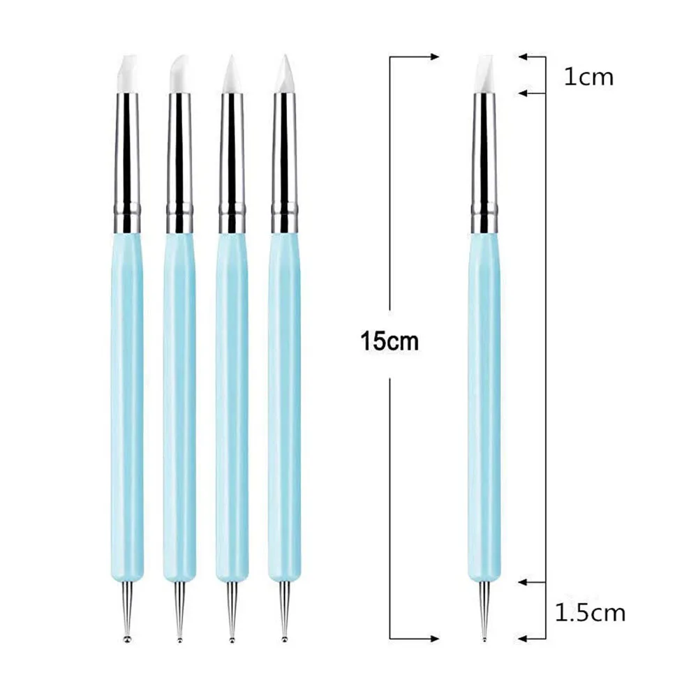 5pcs/Set Double-ended Silicone Head Carving Dotting Pen Brush Modeling Dotting Nail Art Pottery Clay Tool DIY Sculpting Tools 6