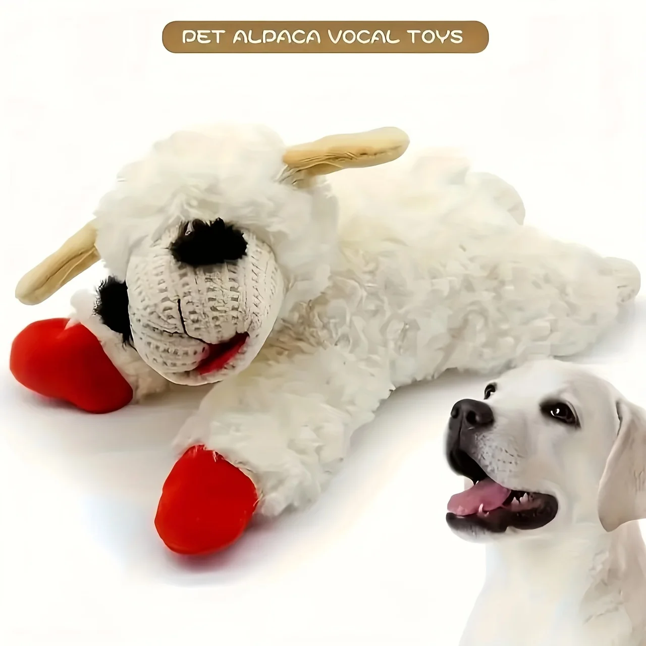 1pc adorable lamb shape plush toy-high pitched squeaker, cat dog companion plush doll pet toy, sounding band rattling lamb doll 4