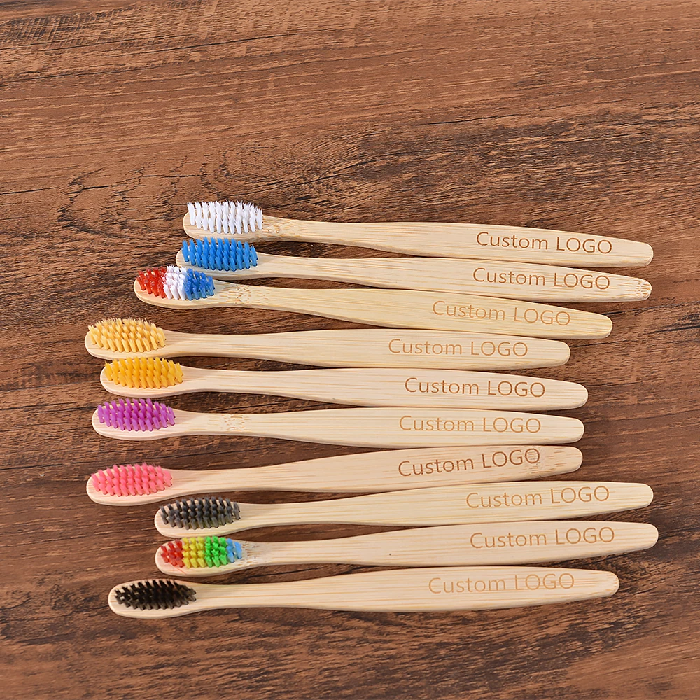 10Pcs Toothbrush Custom Eco Friendly Bamboo Toothbrushes  Dental Oral Care Bamboo Tooth Brush Charcoal Teeth Soft Bristle Teeth