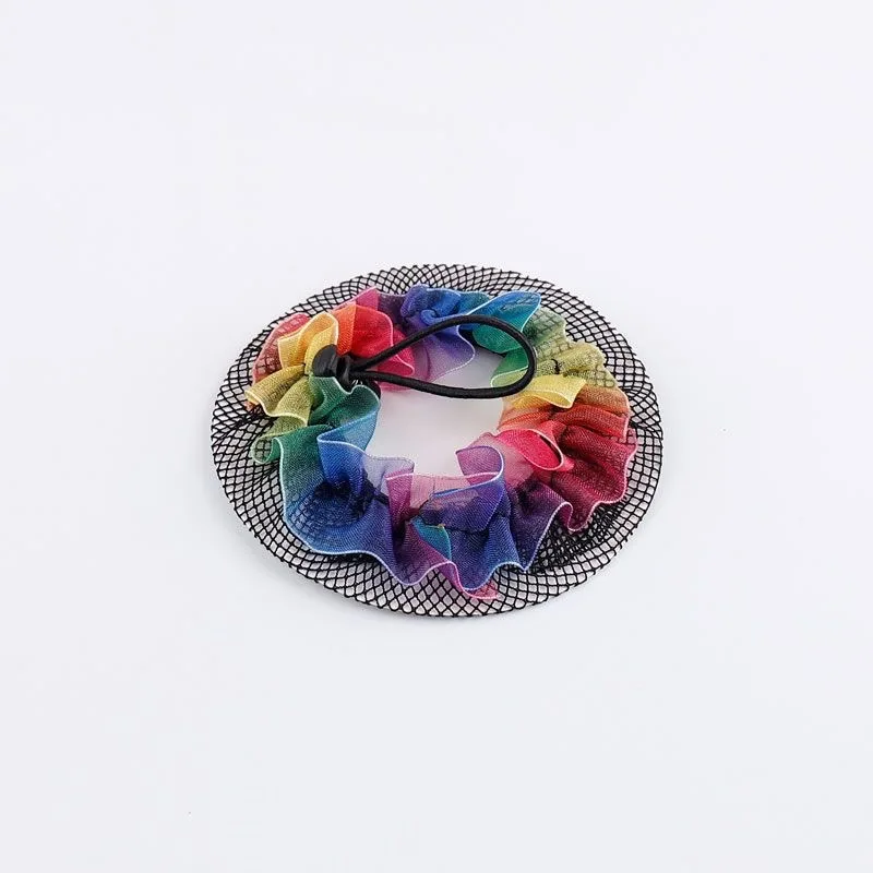 New Kids Hair Circle Girls Adult Disc Cover Invisible Dance Head Flower Hair Accessories Women's Mesh Drawstring