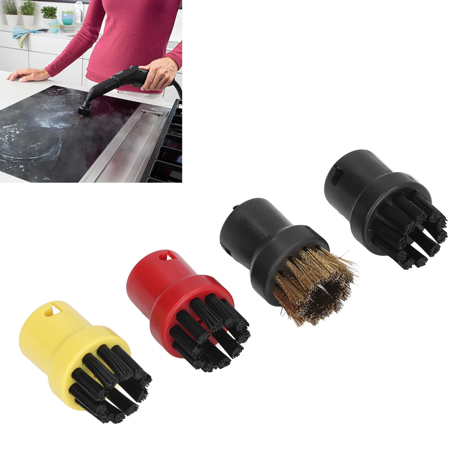 Spazzole per la pulizia del vapore con testina piccola rotonda da 4 pezzi per Karcher SC1 SC2 SC3 SC4 SC5 SC7 - immagine 6