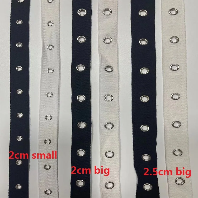 2cm/2.5cm cotton webbing perforated ring flat canvas clothing belt shoulder strap accessories decorative belt 4yd