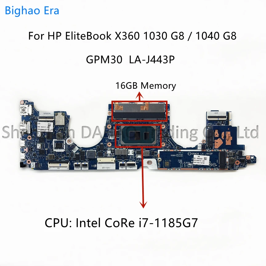 

M46747-601 For HP EliteBook X360 1030 G8 1040 G8 Laptop Motherboard With i7-1185G7 CPU 16GB-RAM GPM30 LA-J443P 100% Fully Tested
