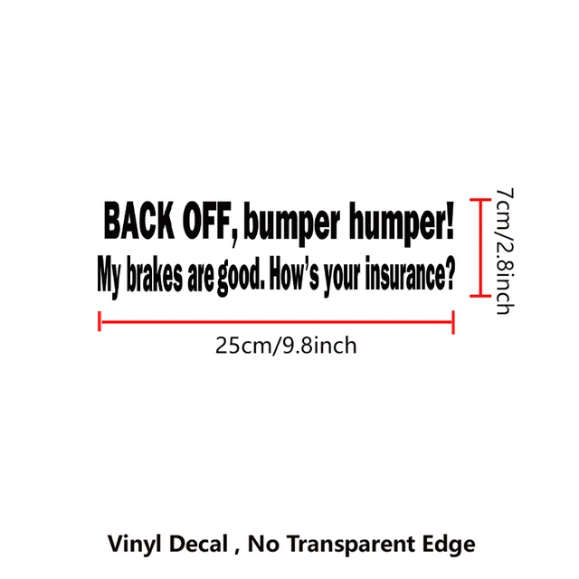 Gear Tatz 'Back Off Bumper Humper' Bumper Sticker - 3x10 Inch Vinyl Decal, Made In USA