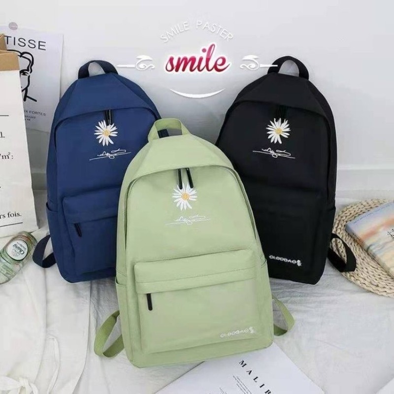 Korean-style student backpack with small daisy print, versatile large-capacity travel backpack, night market supply