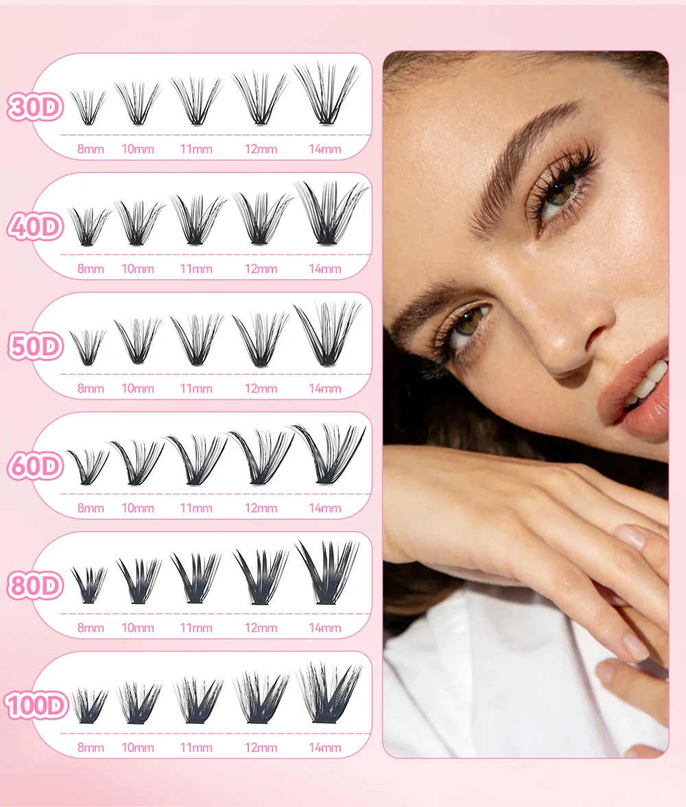 Yelix Wispy Lashes Book 640 Stück Wimpernverlängerungs-Set Flauschige Cluster Volumen-Wimpernfächer DIY Einzelwimpern Großhandel – Detail 5