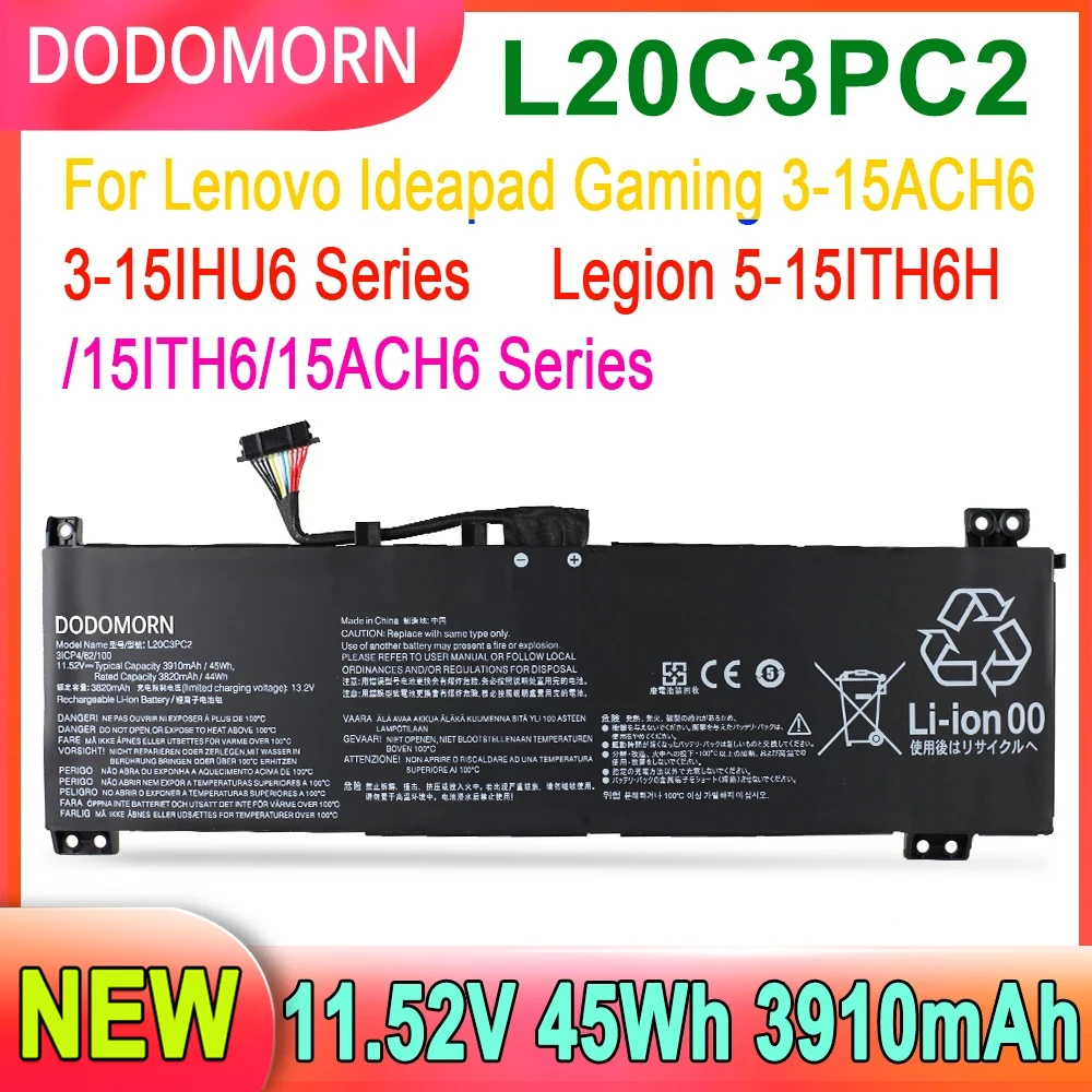 L20C3Pc2 Batteria Per Laptop L20M3Pc2 Per Laptop Lenovo Ideapad Gaming 3-15Ach6 Serie 82 K1 3-15Ihu6 Laptop 82 K2 L20D3Pc2