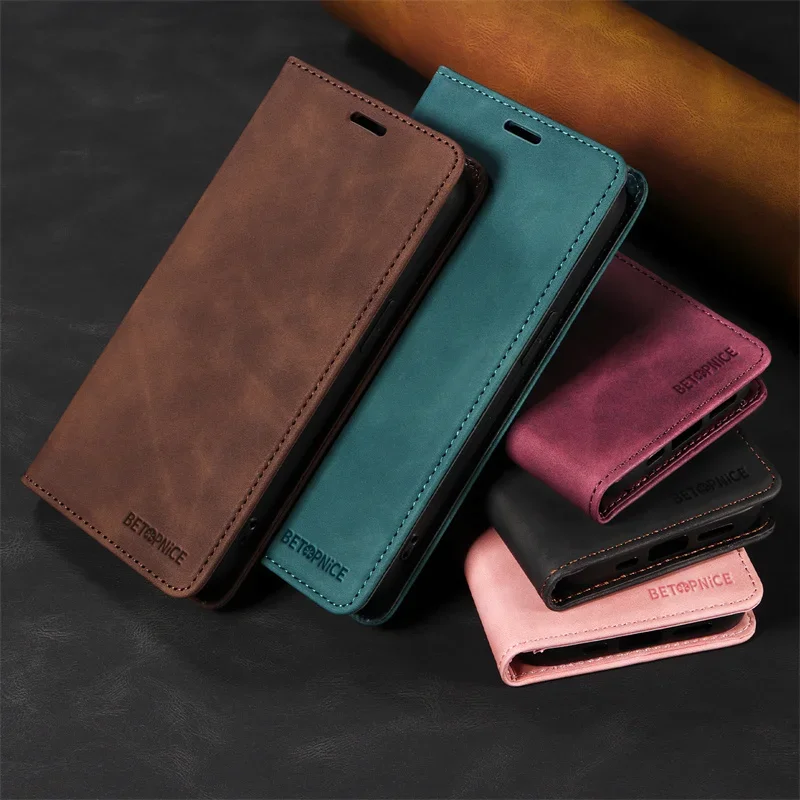 Magnetic Wallet Leather Flip Case with Stand and Card Slot