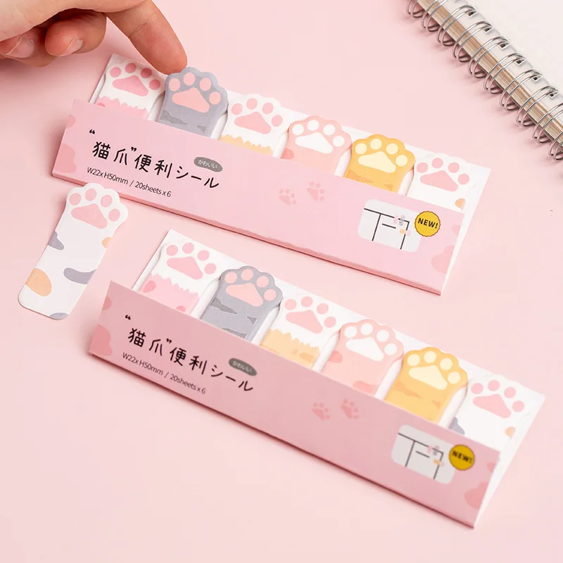 Sticky notes kawaii stationery cartoon cat paw memo pad bookmark flags index tab label paper stickers
