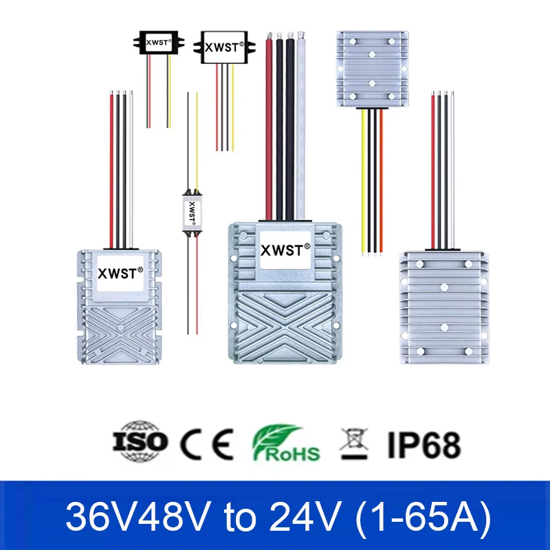 

Waterproof DC DC Converter 60V to 24V Step Down Power Inverter 1-60A Buck Voltage Regulator 30-72V to 24V Mudel for Car LED