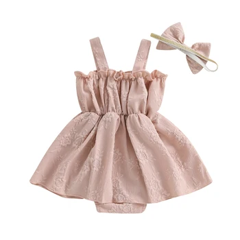 Adorable Baby Girl Floral Romper with Matching Headband Set for Summer Outfits Newborn Clothes Collection 2