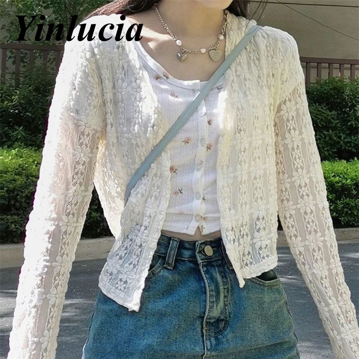 

Women Blouses Hollow Flowers Gentle Tee Thin Sun Protection Jacket New Summer Beach Shawl Cardigan Korean Sweet Fashion Shirts