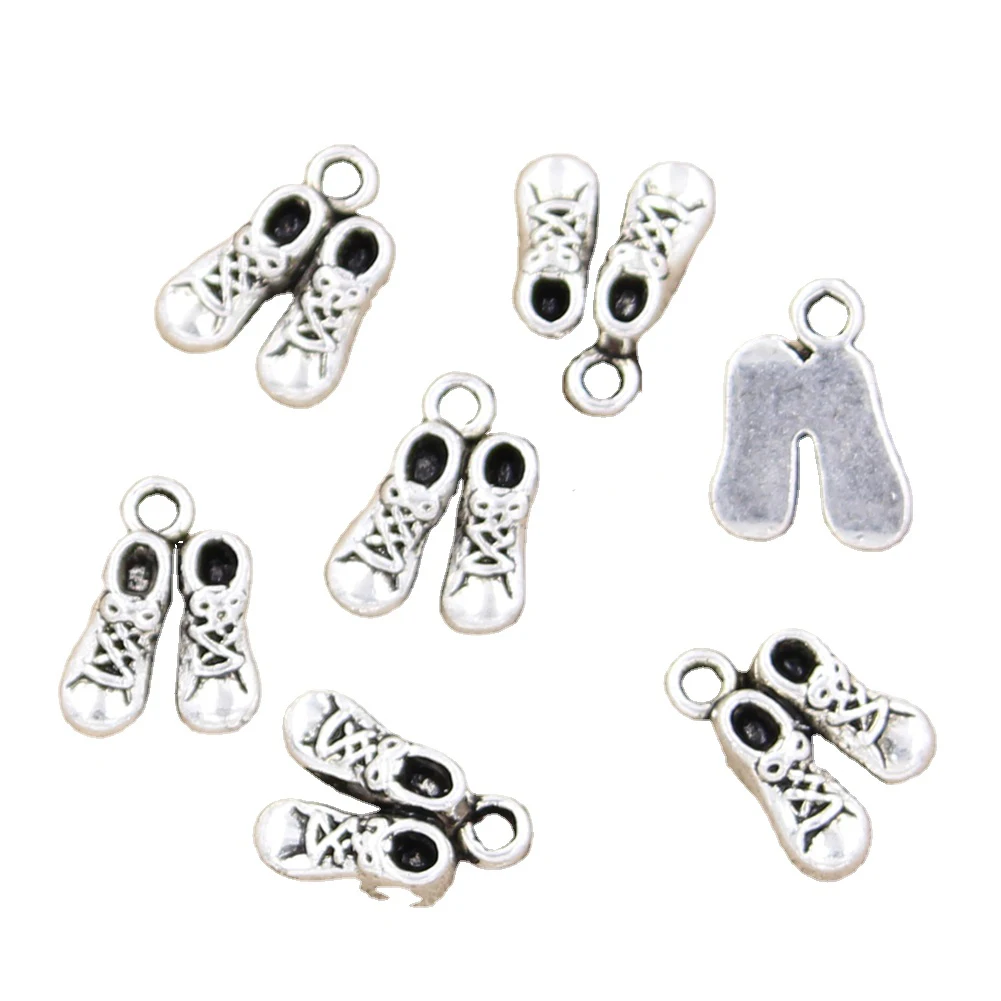 15 stücke Charms Schuhe 14x10mm antike silberne Farbe Anhänger machen DIY handgemachte tibetische Suche Schmuck