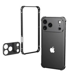Sleek Aluminum Frame Metal Bumper Case with Alloy Lens Protection and Heat Dissipation - iPhone 17 Pro (Black)
