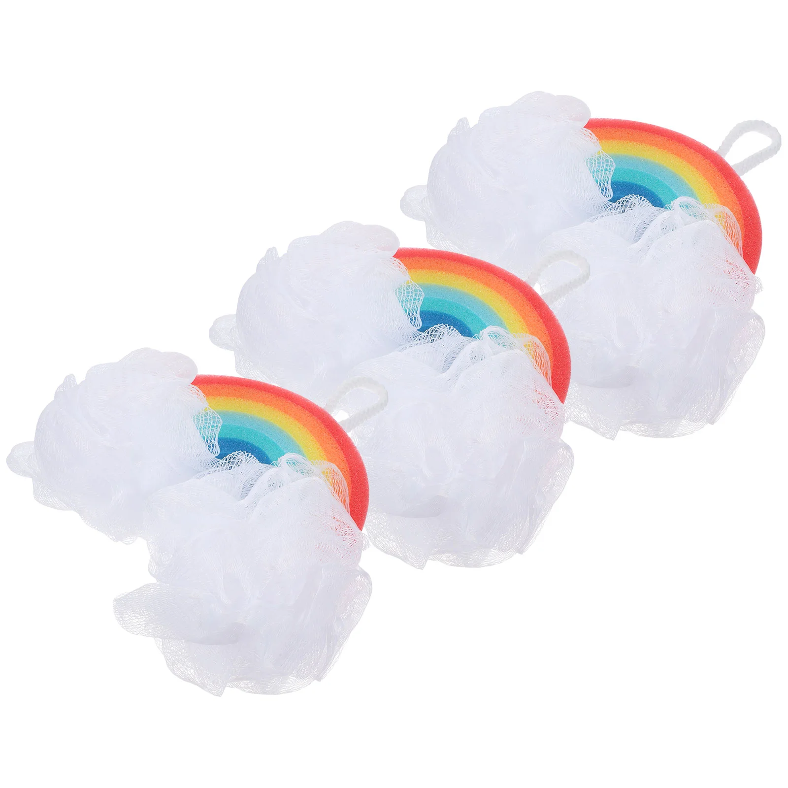 3 Pcs Rainbow Bath Sponge Set Kids Exfoliating Shower Body Scrubber PU Sponge Gentle Skin Care Bathtub Cleaning Reusable 2