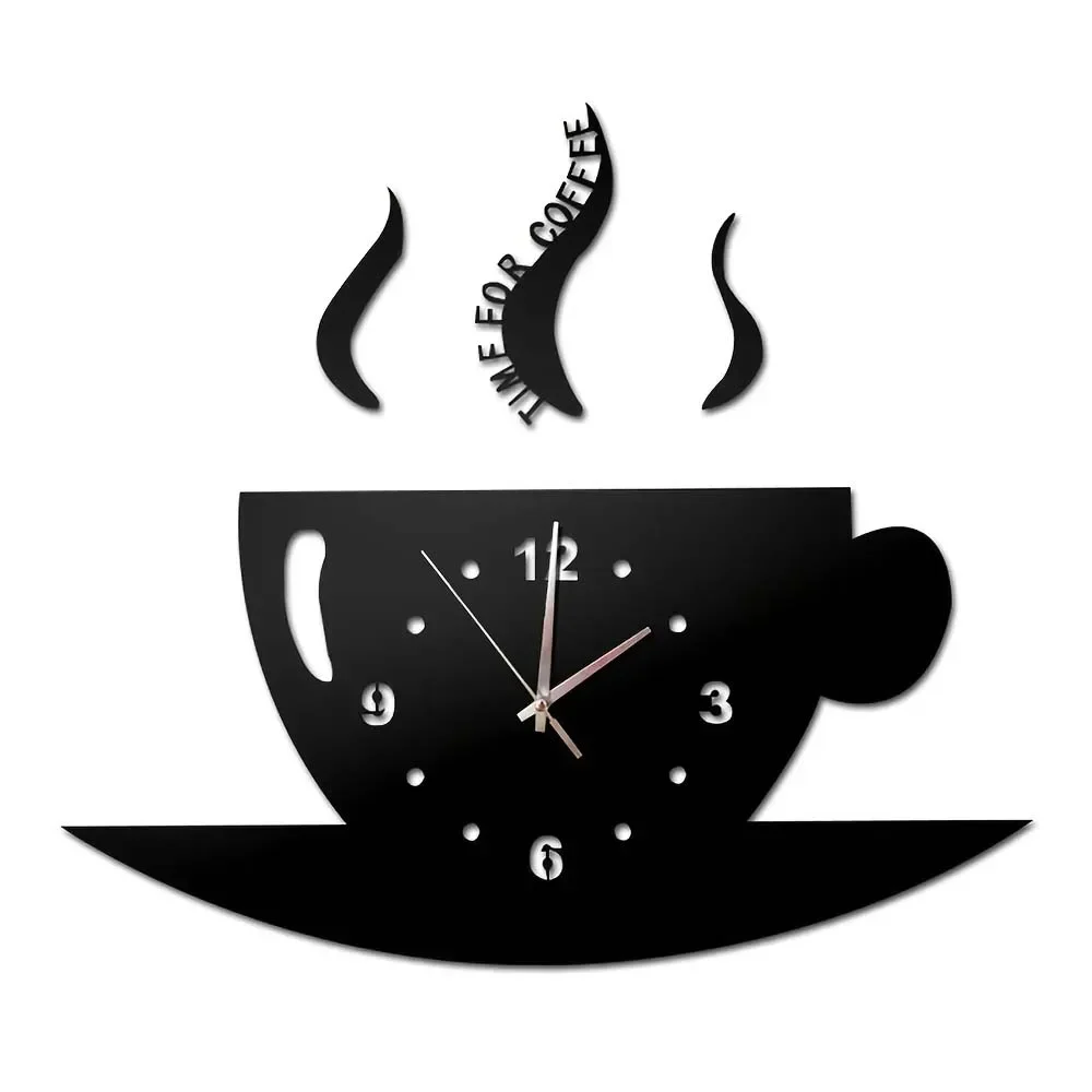 Silent Wall Clock Diy Personalised Clock Mirror Wall Sticker Living Room Acrylic Quartz Teapot Modern Living Room