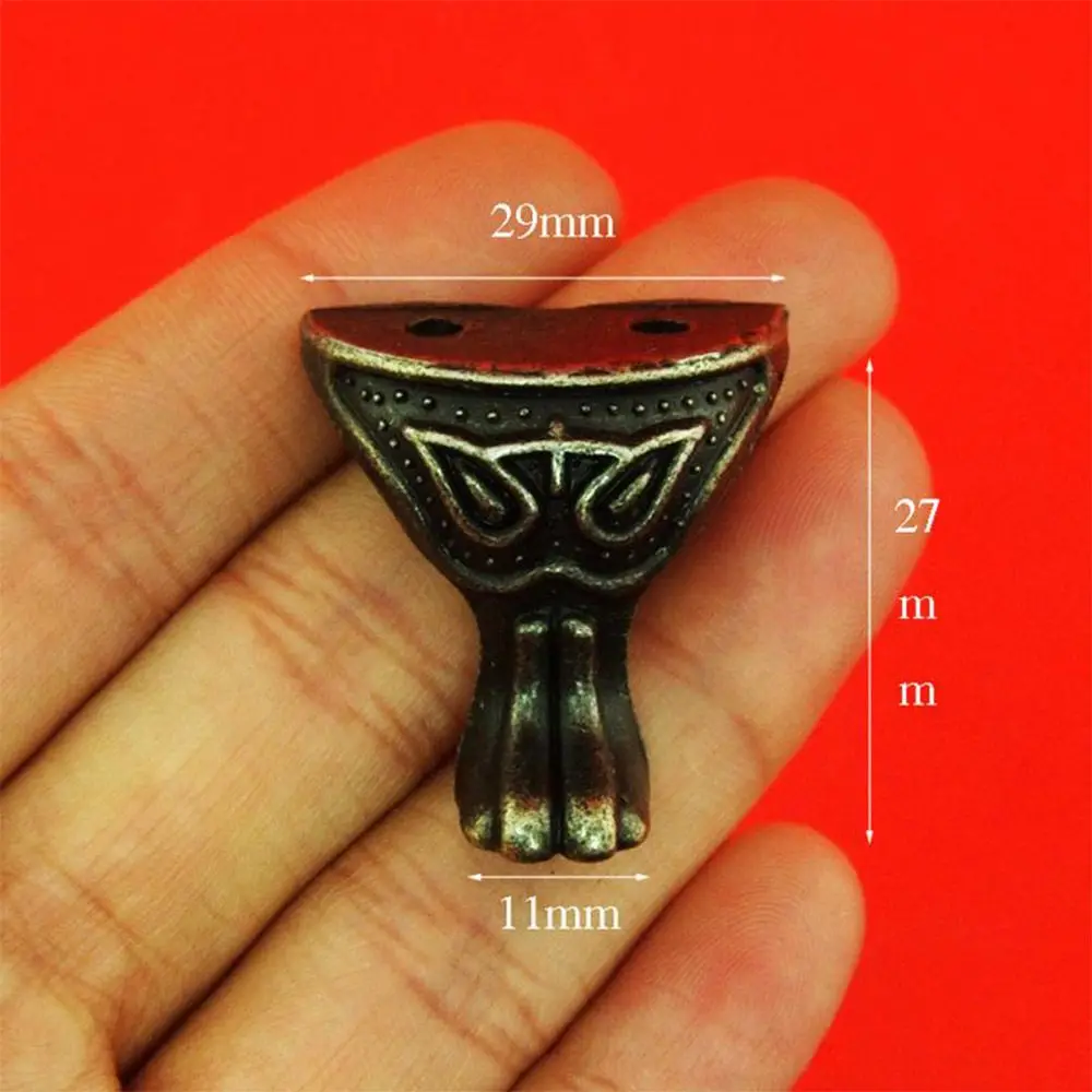 4Pcs Antique Alloy Box Wood Case Decorative Feet Leg Corner Furniture Legs