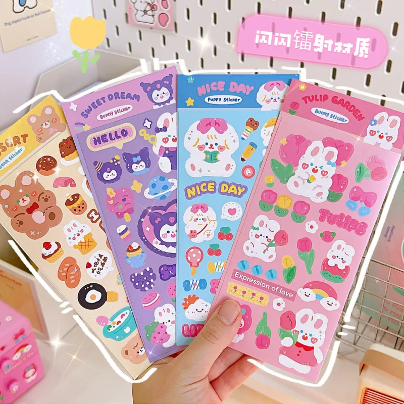 Ins Cartoon Animal Flower Cute Stickers Stationery Mobile Phone Case Photo Creative Decorative Sticker Scrapbooking Diy Collage