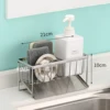 1/2Pcs Kitchen Self-draining Sink Shelf Stainless Steel Sponge Holder with Removable Drain Tray Sink Bathroom Countertop Holder 5