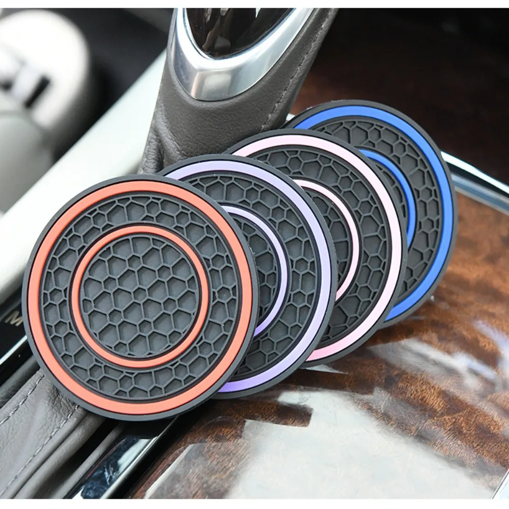 Cup Holder Coasters Car Coaster Pads 2Pcs Car Coasters 7cm 2.76inch PVC Anti-Slip Sift-Proof Cup Mats Beverage Coaster Car Bottle Holder Interior Accessories