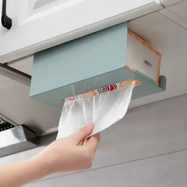 Boîte à mouchoirs multifonctionnelle, sous armoire, porte-serviettes en papier, bain en fer, porte-serviettes en papier porteur, bureau T1, accessoires de cuisine 2