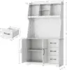 Coffee Bar Cabinet with Storage and Customizable Pegboard and Power Outlet, 71" Kitchen Buffet Sideboard with 3 Drawers and 2
