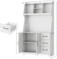 Coffee Bar Cabinet with Storage and Customizable Pegboard and Power Outlet, 71" Kitchen Buffet Sideboard with 3 Drawers and 2