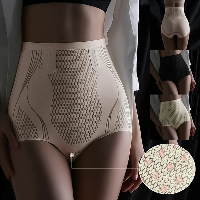 Description Picture 3 of itemWomen's High Waist Ice Silk Shaping Panties Women Seamless Shorts Body Shaper Briefs Breathable Tummy Control Pants Shapewear