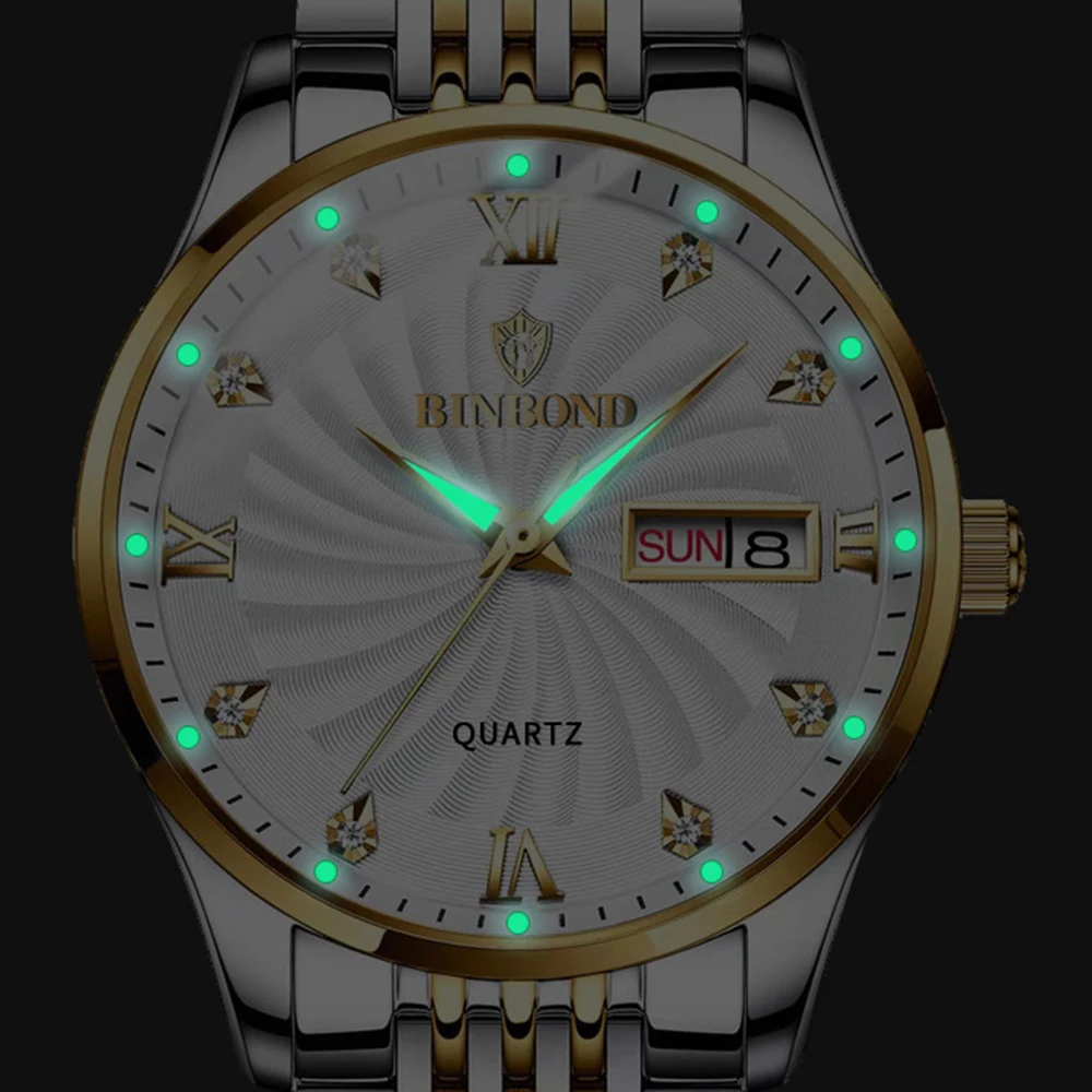 2023 Classic Business Quartz Watches for Men Fashion Luxury Steel Waterproof Male Clock Luminous Pointer Diamond Dial Wristwatch