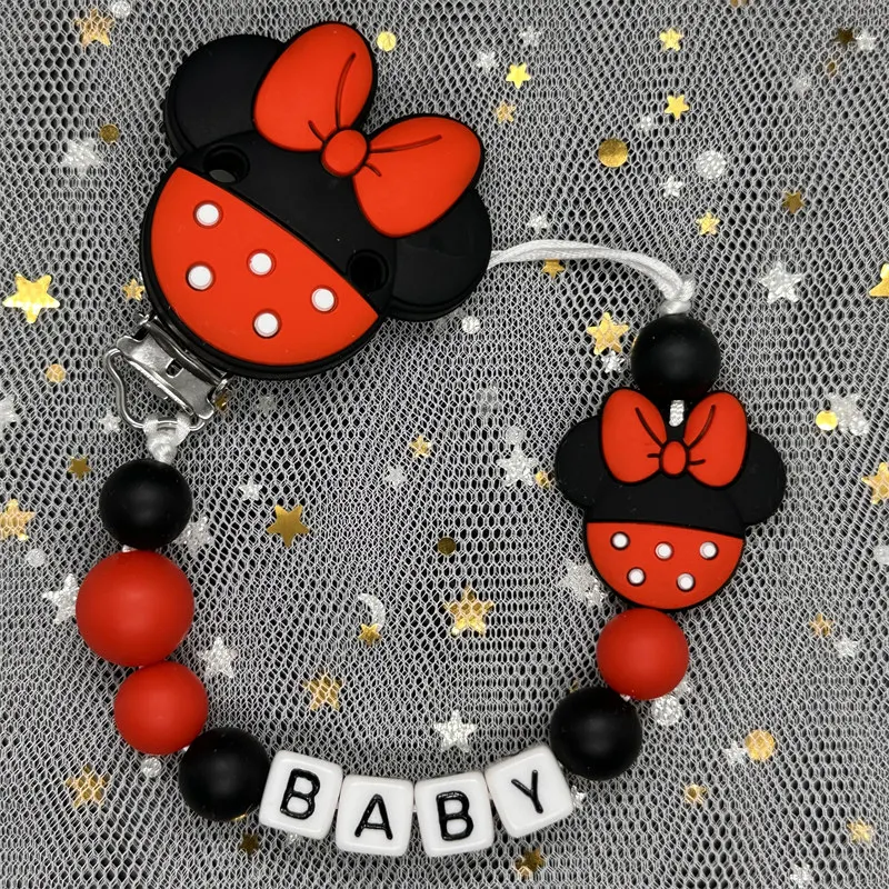 Handmade Free Personalized Name Silicone Beads Name Pacifier Clips Safe Teether Chain Baby Teether Dummy Clip Holder Gift pacifier clip,pacifier chain,pacifier accessories,teether clip,baby silicone accessories