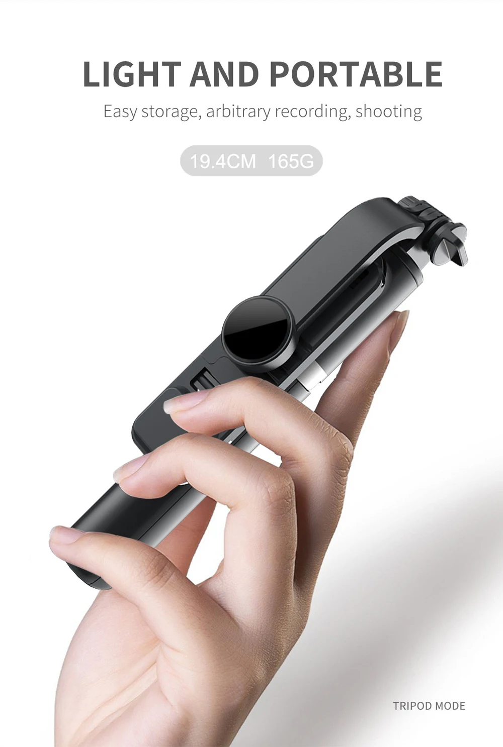 Wireless Bluetooth Selfie Stick Tripod for iPhone Android Smartphone with Remote LED Light