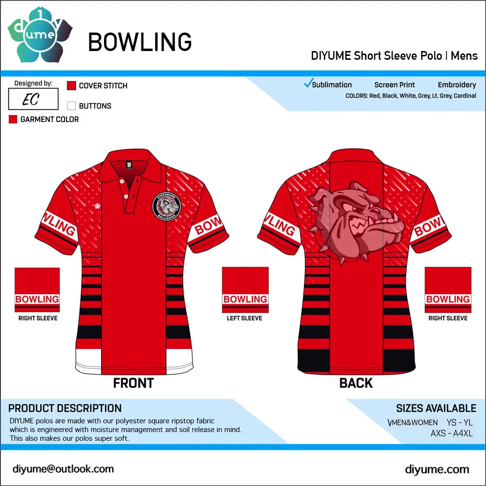 Men Women Youth Bowling Short-sleeved Polo Shirt Neckline Button Personality Retro Design Breathable Comfortable Tops