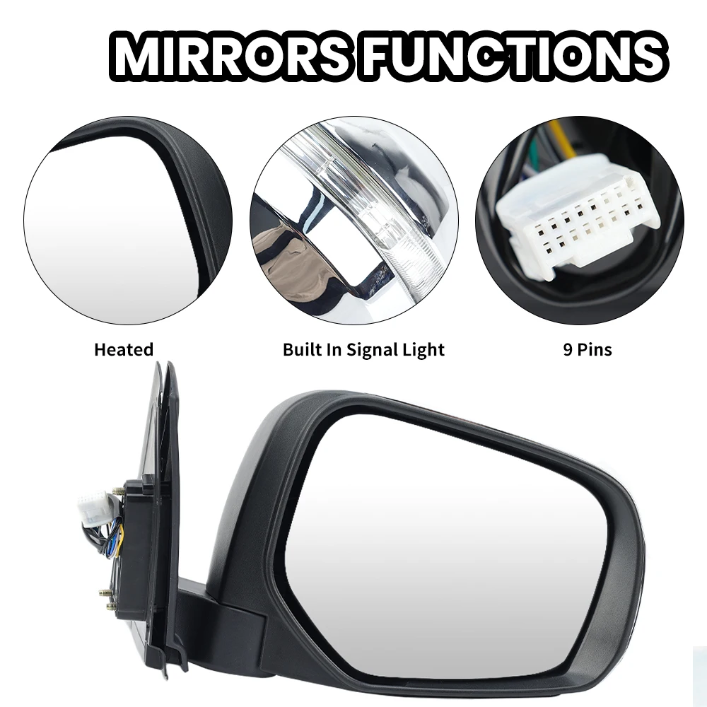 9 Pins Rearview Mirror Assembly For Mitsubishi L200 Triton 2007