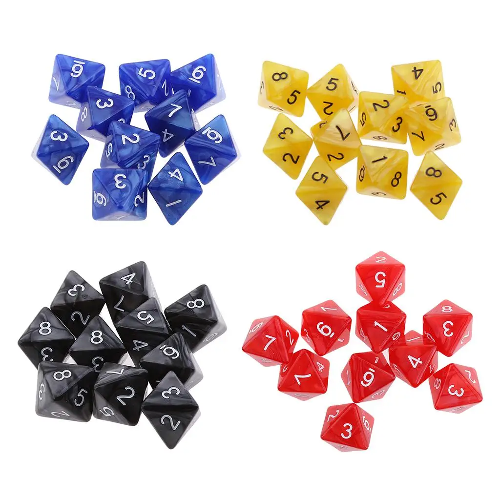 40 Pack 8 Sided D8 Polyhedral for Party Table Games(Yellow, Red, Blue, Black)